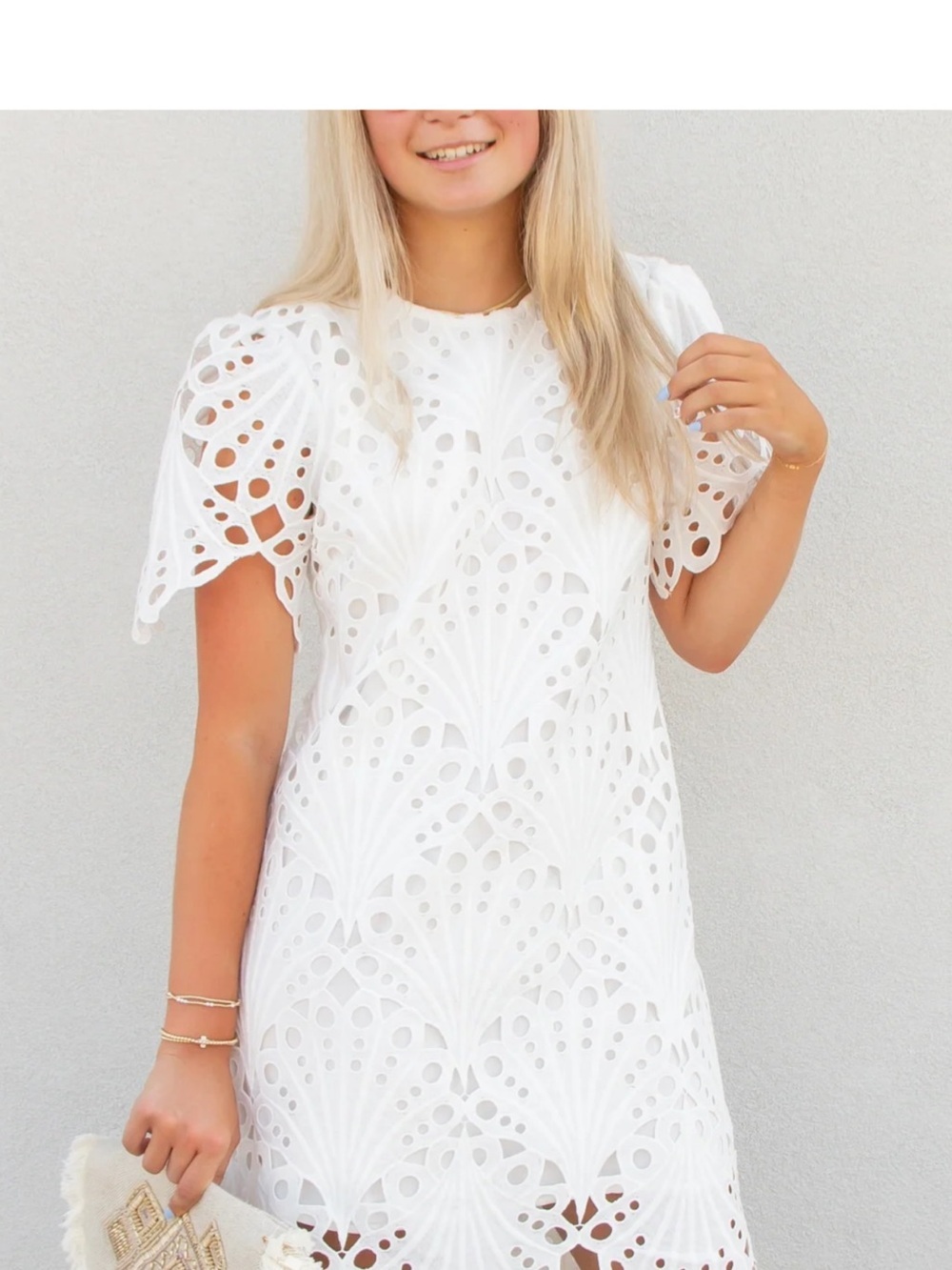NWT White Eyelet Lace Short Sleeve Dress